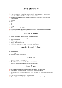 Python Programming Notes: Basics, Features, and Data Types