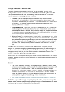 Comply or Explain: Corporate Governance in the UK