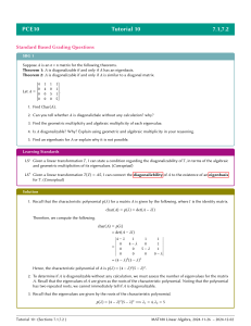 Linear Algebra Homework 8: Eigenvalues, Eigenvectors, Matrices