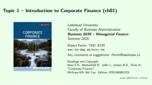 Introduction to Corporate Finance: Business 5039 Managerial Finance