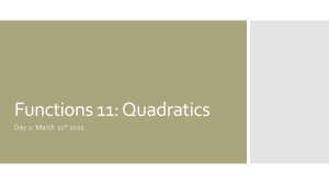 Quadratic Functions: Properties & Problems (Functions 11)