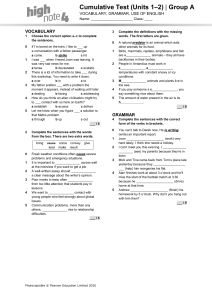 High School English Test: Vocabulary, Grammar, Use of English