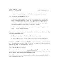 Democracy: Definition, Value, Forms, and Theories in Political Science