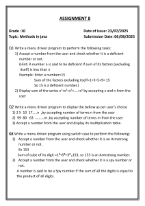 Java Methods Assignment: Grade 10 Programming Tasks