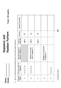 Number Sequences and Patterns Worksheet