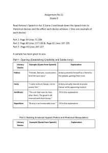 Antony's Speech Analysis: Rhetorical Devices in Julius Caesar