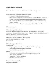 Digital Business Innovation: Course Overview & IS Intro