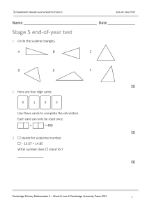 Cambridge Primary Mathematics Stage 5 End-of-Year Test