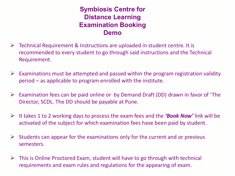 SCDL Exam Booking Guide: Online Proctored Exams