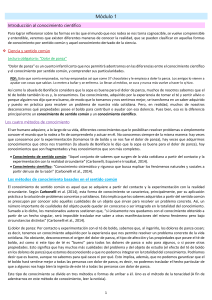 Introducci&oacute;n al Conocimiento Cient&iacute;fico: Sentido Com&uacute;n vs. Ciencia