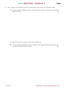 Additional Mathematics Permutations & Combinations Exam Questions