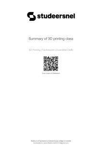 3D Printing Class Summary - Additive Manufacturing