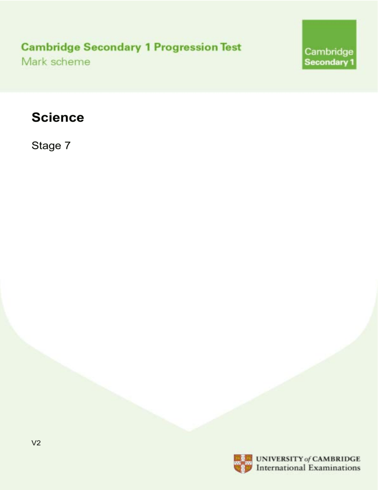 Stage 7 Science Mark Scheme | Cambridge