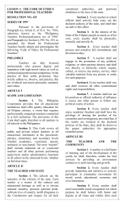 Code of Ethics for Professional Teachers (Philippines) - 1997 Resolution
