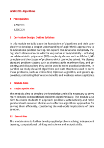Algorithms Module Syllabus: LZSCC.223 - Computational Complexity