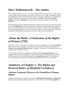 Mary Wollstonecraft: A Vindication of the Rights of Woman Chapter 1 Analysis