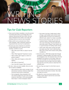 Writing News Stories: Tips for Club Reporters & Journalism Guide