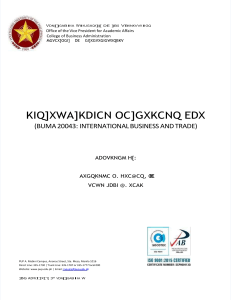 International Business and Trade: PUP Course Module (BUMA 20043)