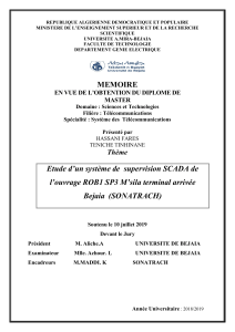 Th&egrave;se sur le syst&egrave;me de supervision SCADA : Terminal ROB1 M'sila-Bejaia