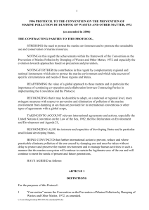 1996 Protocol Marine Pollution Prevention: Dumping & Wastes