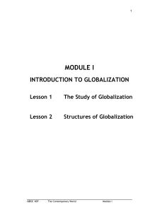 Introduction to Globalization: Study & Structures in the Contemporary World