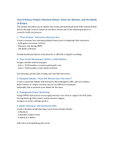 Year 8 History Project: Wartime Britain, Suffragettes, Battle of Britain