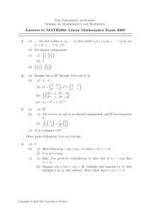 MATH2061 Linear Algebra Exam Solutions 2009