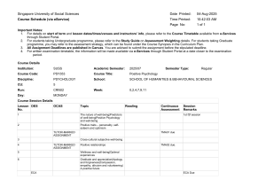 SUSS PSY353 Positive Psychology Course Schedule 2025/07