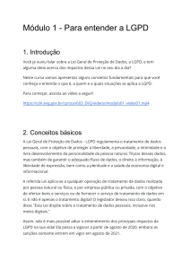 Entendendo a LGPD: M&oacute;dulo do Curso sobre a Lei de Prote&ccedil;&atilde;o de Dados