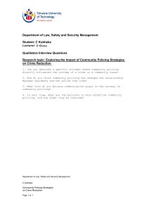 Qualitative Interview Questions: Community Policing & Crime Reduction Research