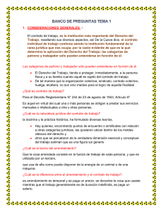 Banco de preguntas sobre contrato de trabajo