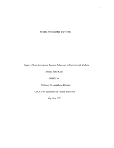 Loss Aversion Impact on Investor Behavior in Experimental Markets