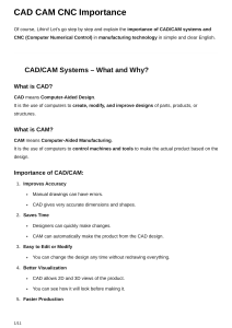 CAD CAM CNC Importance: Design, Manufacturing & Control Explained