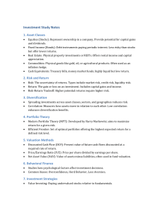 Investment Study Notes: Asset Classes, Portfolio Theory & Valuation