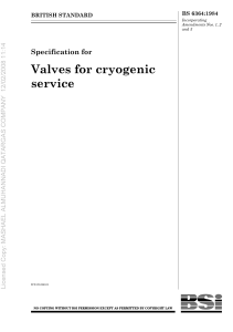 BS 6364:1984 Specification for Cryogenic Service Valves - British Standard