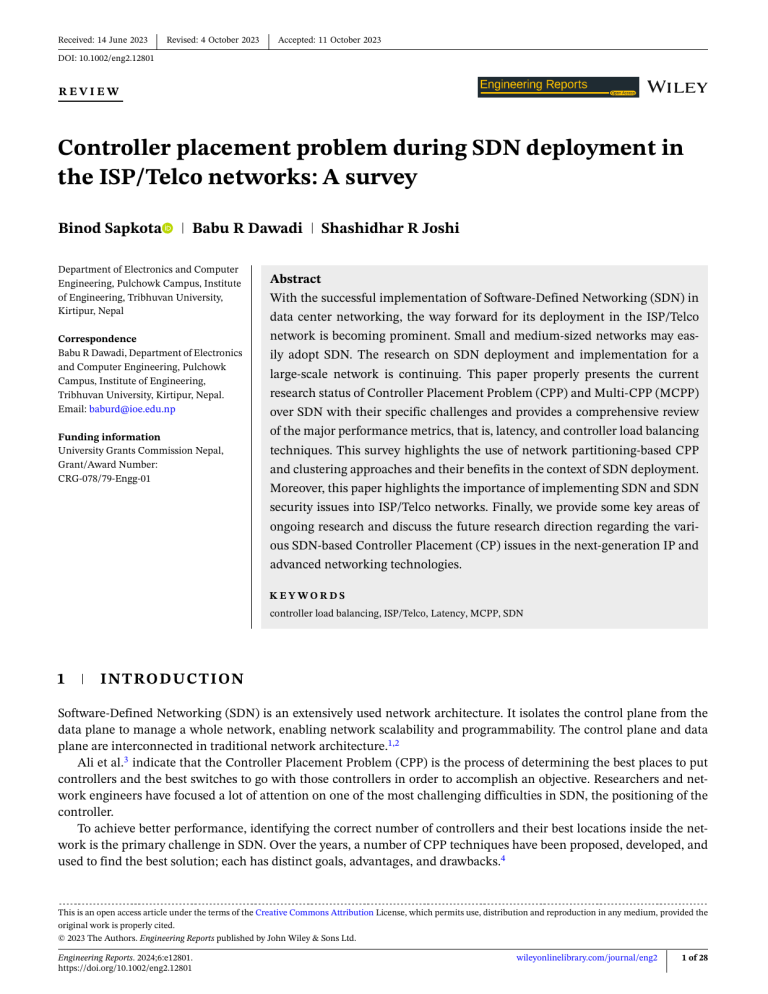 SDN Controller Placement in ISP/Telco Networks: A Survey Review