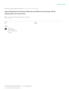 Spaced Repetition for Learning: Policy Implications & Effectiveness