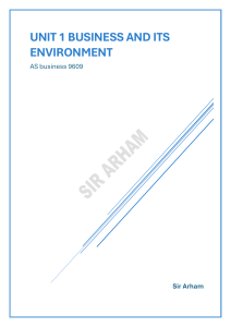 Business and Its Environment: Enterprise & Economic Activity (AS 9609)