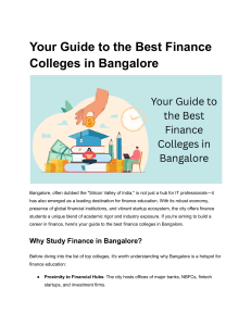 Best Finance Colleges in Bangalore: A Comprehensive Guide
