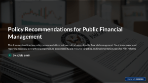 Policy Recommendations for Public Financial Management Reforms