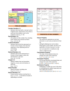 Mathematics: Types of Numbers, Properties, Operations & Fractions