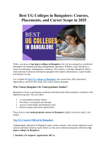 Best UG Colleges in Bangalore 2025: Courses, Placements & Career Scope