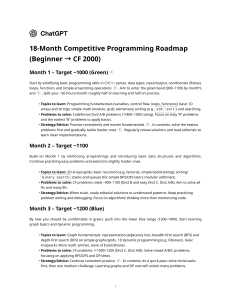 18-Month Competitive Programming Roadmap: Beginner to CF 2000