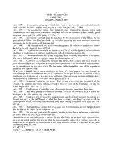 Contract Law: General Provisions & Requisites