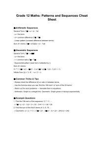 Grade 12 Maths: Patterns & Sequences Cheat Sheet