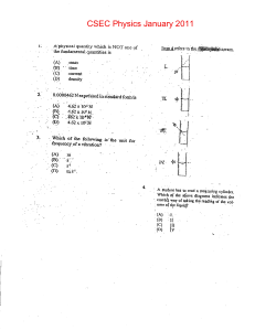 CSEC Physics January 2011 Exam Paper - Multiple Choice Questions