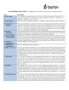 Case Briefing Cheat Sheet: Judicial Opinion Analysis Guide