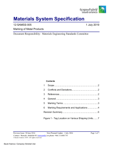Metal Product Marking Requirements: Saudi Aramco Specification 12-SAMSS-005