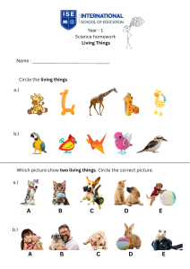 Year 1 Science Homework: Living Things Worksheet for Elementary