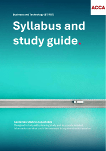 ACCA Business and Technology (BT/FBT) Syllabus & Study Guide 2025-26